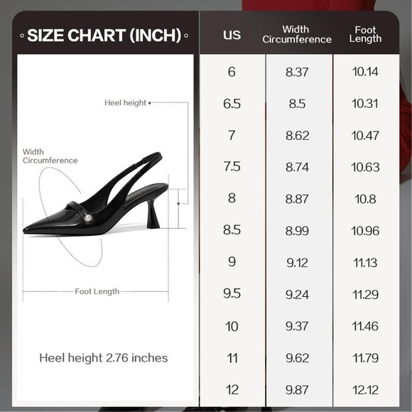 🆕Women Black Polyurethane Kitten Heels Slingback Pumps Pearl Toe - Picture 8 of 8